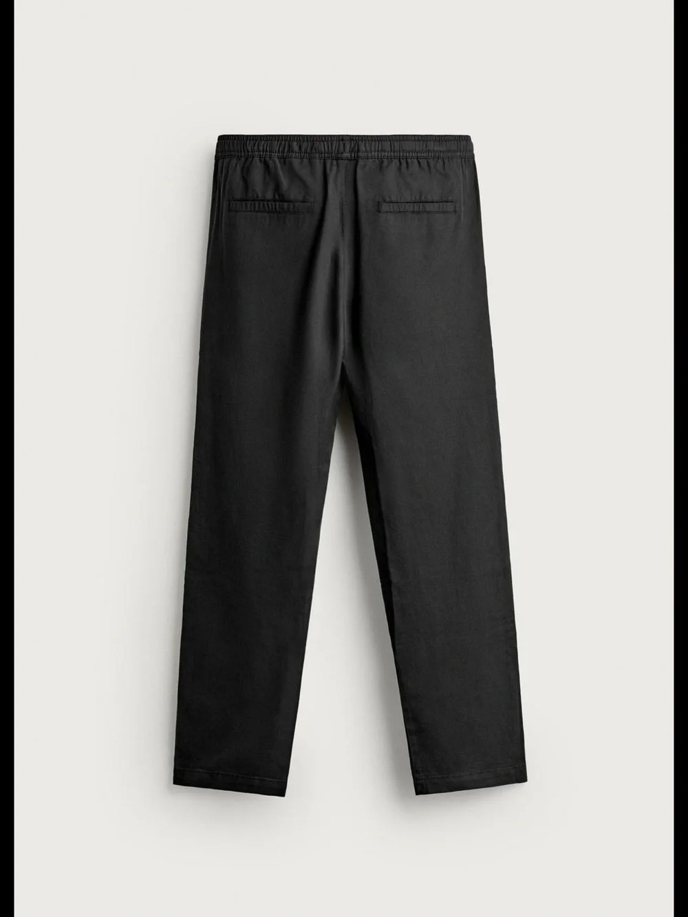 Zara Men's Relaxed Fit Cotton-Linen Pants Black Medium